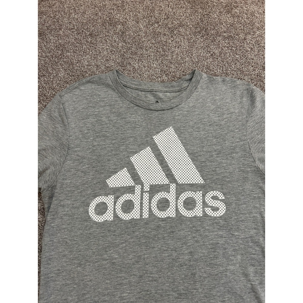 Adidas The Go-To Tee Womens Small Gray Excellent Graphic Logo Short Sleeve Shirt